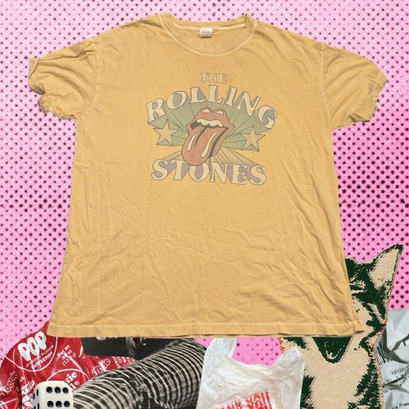 American Eagle Outfitters Tops - American Eagle Outfitters Tan Rolling Stones Tee